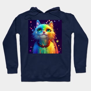 Rainbow cat in the rain Hoodie